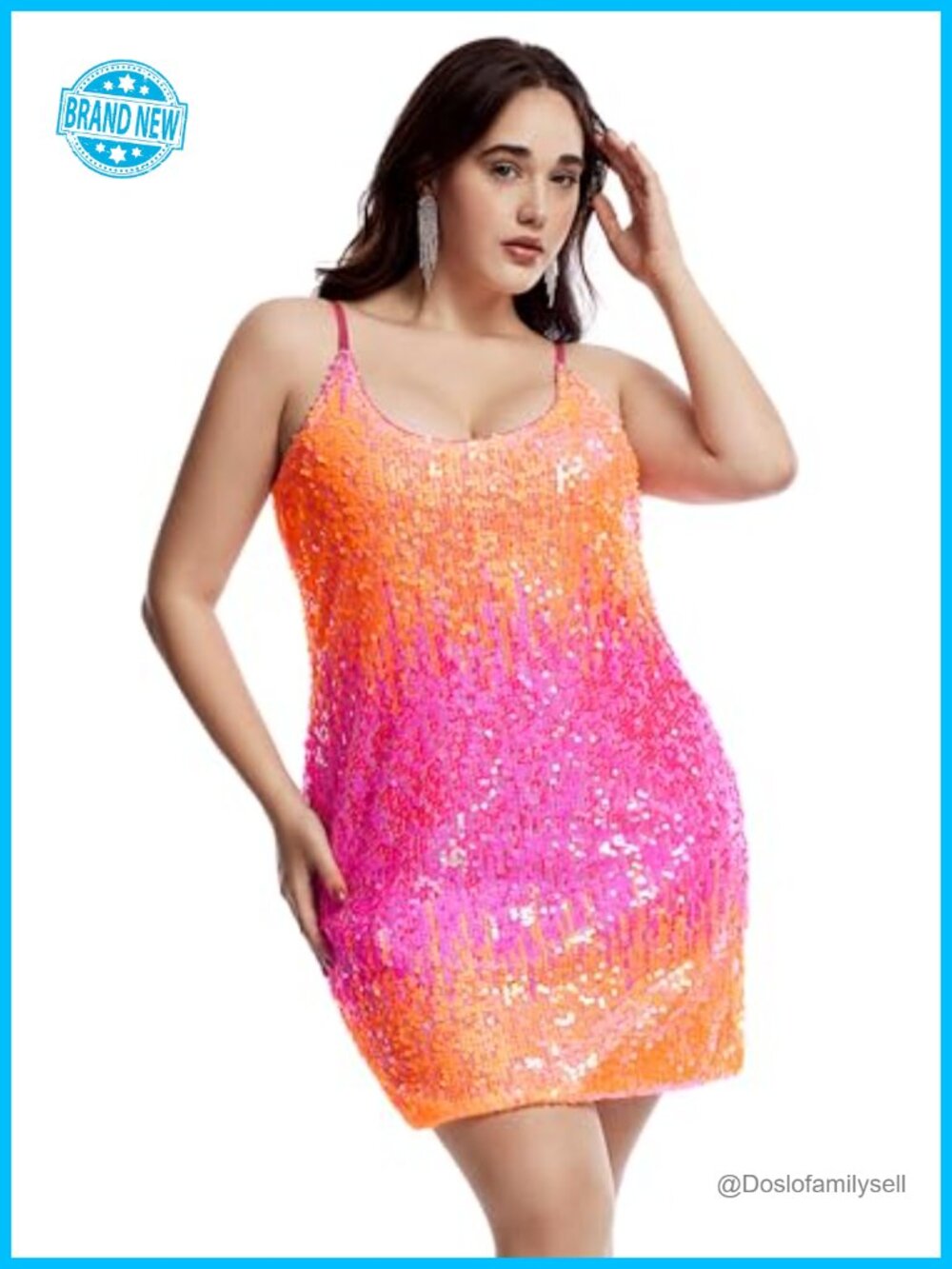 Sequin Mini Dress Spaghetti Strap Glitter Party Cocktail Clubwear